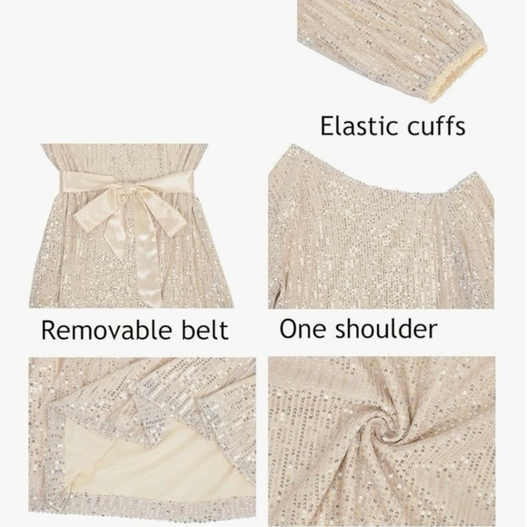 ANNA-KACI One-Shoulder Sequin Dress with Satin Belt - Size XL NWT - Picture 4 of 4